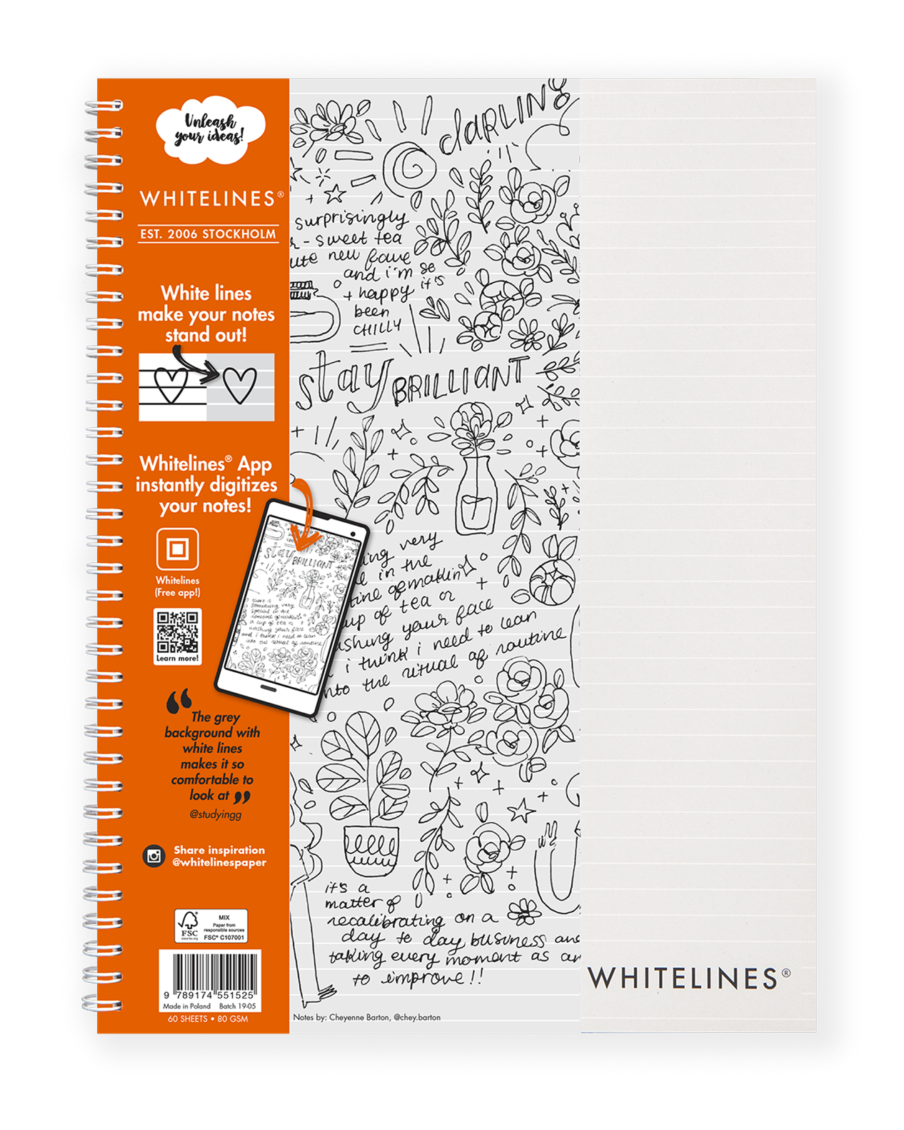 Whitelines Wirebound Notebook, Blank 9X12